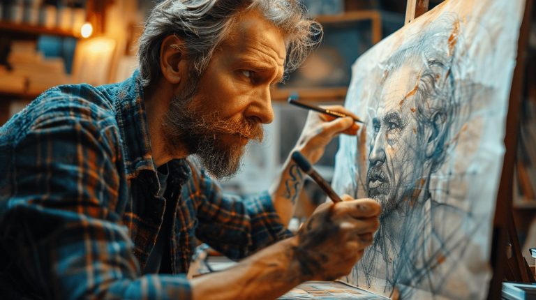 artist creating drawing